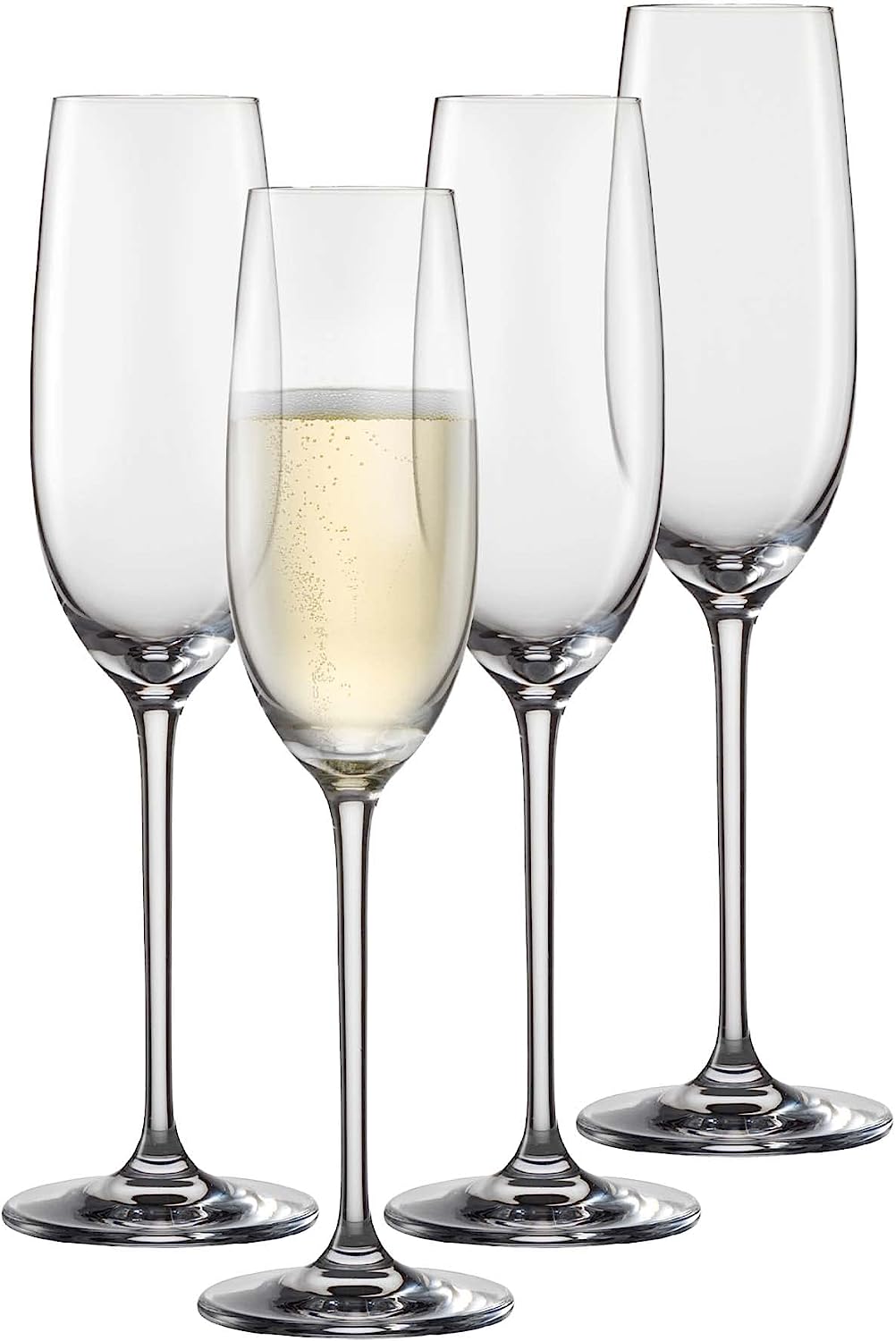 Schott Zwiesel Vinos Champagne Flutes (Set of 4), Graceful Champagne Glasses with Moussing Point, Dishwasher-Safe Tritan Crystal Glasses, Made in Germany (Item No. 130010)