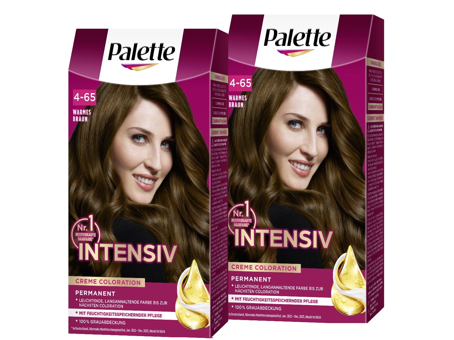 PALETTE Intensive Cream Coloration 4-65 Warm Brown, 2 x 115 ml