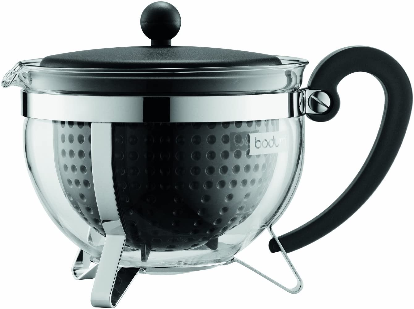 Bodum Chambord 1970-01-2 Teapot 1.5 L with Coloured Plastic Lid Handle and Filter Black