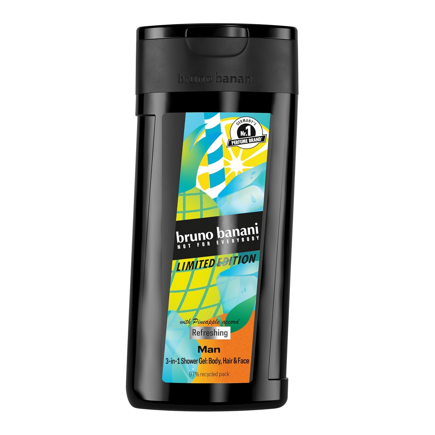 bruno banani Limited Edition for Him Shower Gel, Vivid and Masculine Fougère Fragrance with Fruity Notes, 3-in-1 Shower Gel for Body, Face and Hair, Vegan Formula, 250 ml