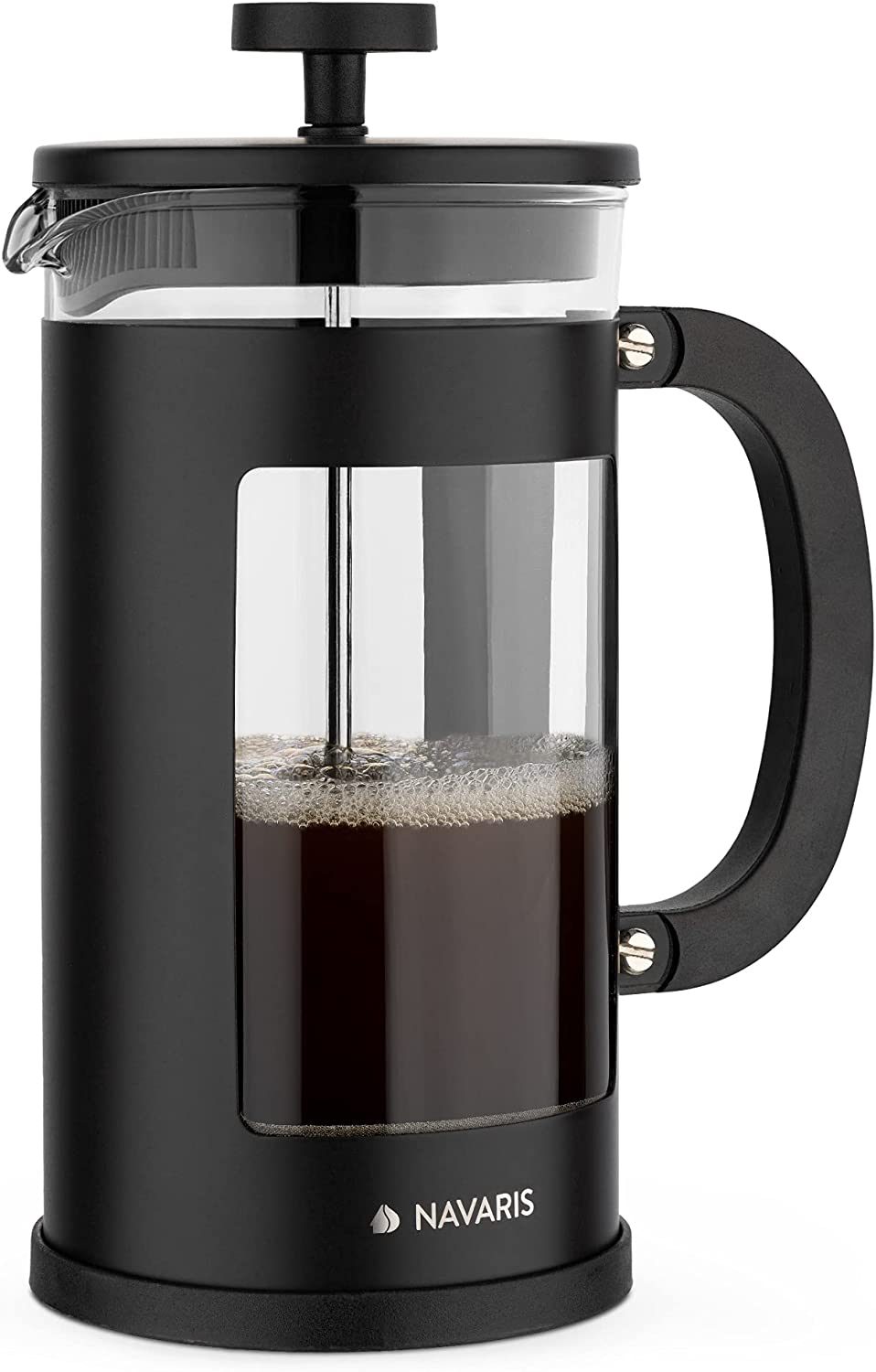 Navaris French Press Coffee Maker with Stainless Steel Filter - 1000 ml Stamp Jug - 16 x 9.6 x 21.5 cm - 1 Litre Coffee Maker Press Jug - Also for Tea