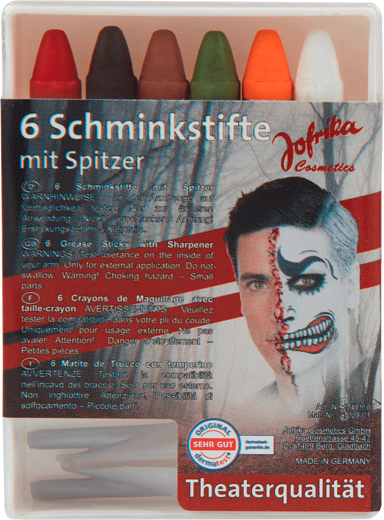 6 Make-Up Pencils Halloween With Spitzer, 11 G
