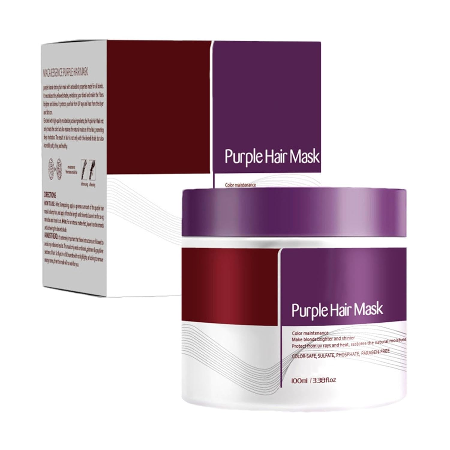 Karseells Purple Hair Masks - 100 ml Purple Collagen Hair Masks, Deep Care and Lightening of Hair for Blonde, White or Gray Hair, Repairing Hair Cream with Avocado Oil and Shea Butter