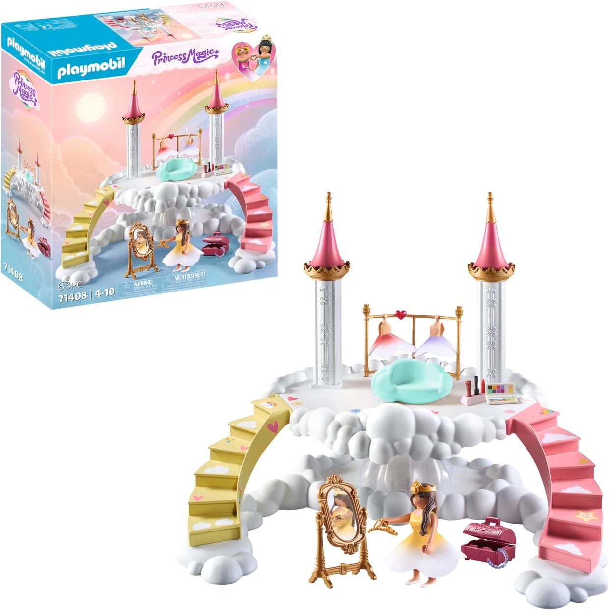 PLAYMOBIL Princess Magic 71408 Heavenly Dressing Cloud, Royal Dressing Room in the Clouds, with Three Skirts, a Sparkling Tiara and Other Accessories, Toy for Children from 4 Years