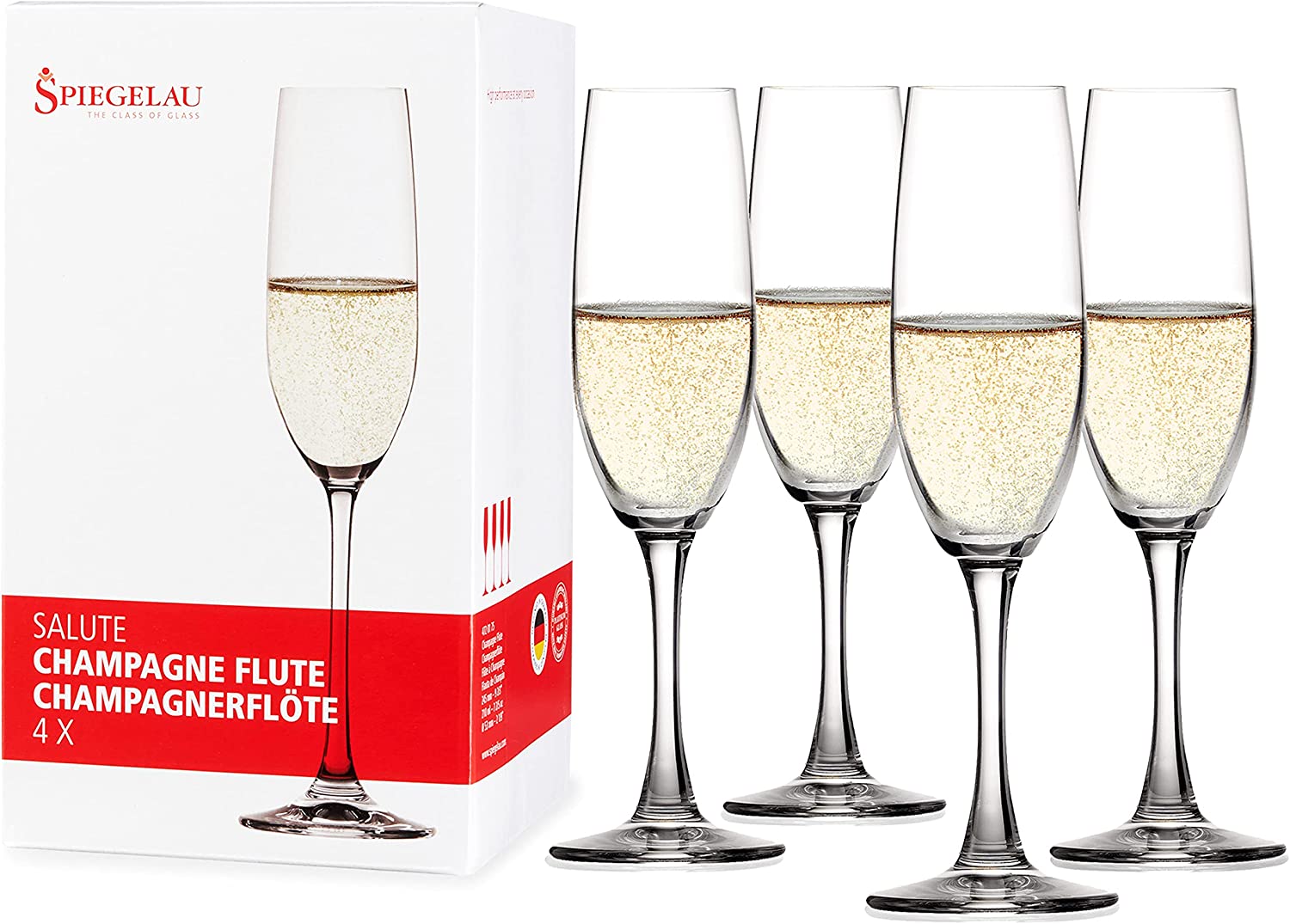 Spiegelau & Nachtmann Spiegelau 4720175 14.4 x 14.4 x 25.5 cm Salute Champagne Flutes, Set of 4, Transparent