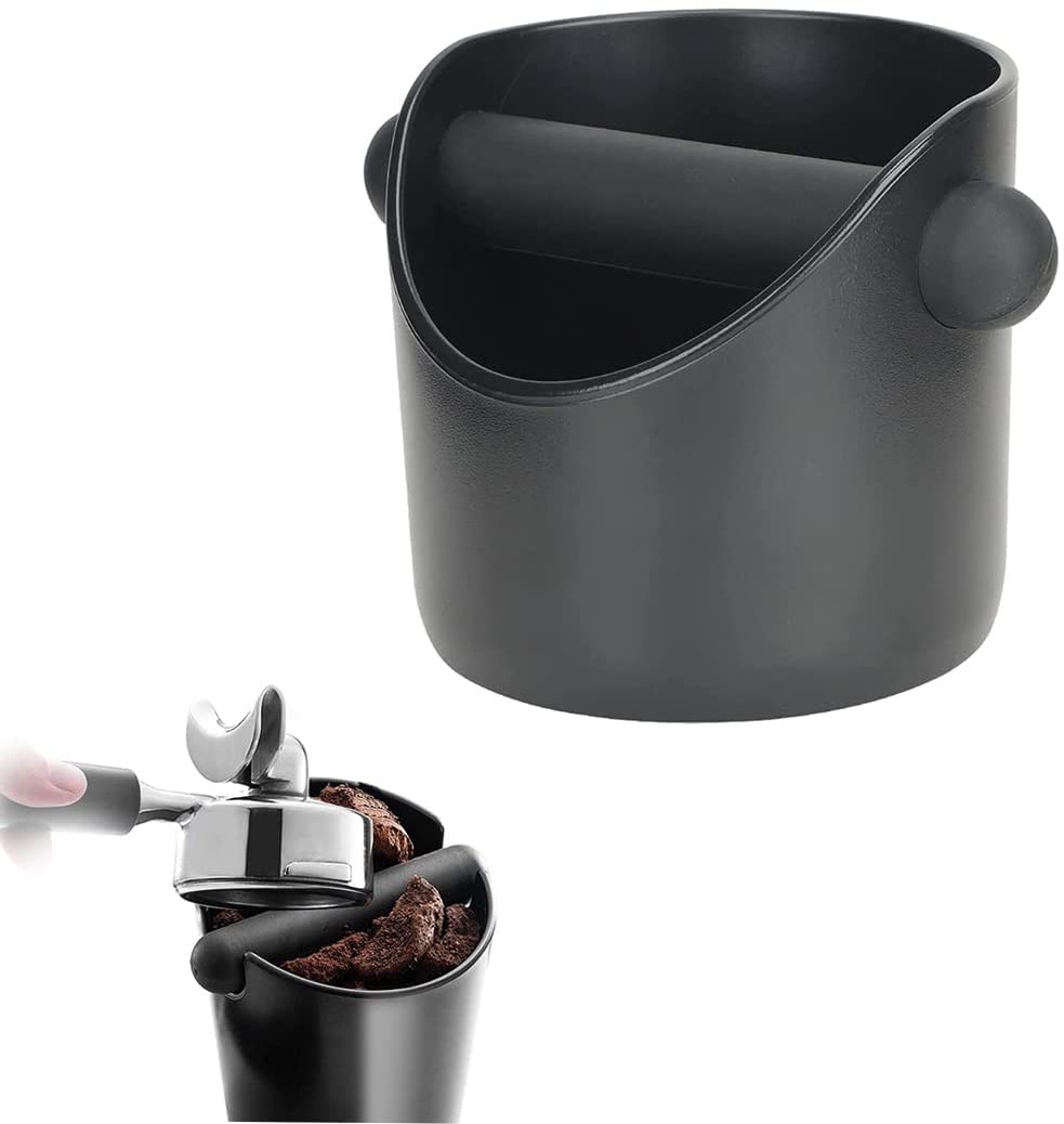 Uiouio Coffee set accessories, espresso drip trays, knock box espresso accessories, espresso knock box, removable, non-slip, for portafilter machine, barista, coffee grounds (black)