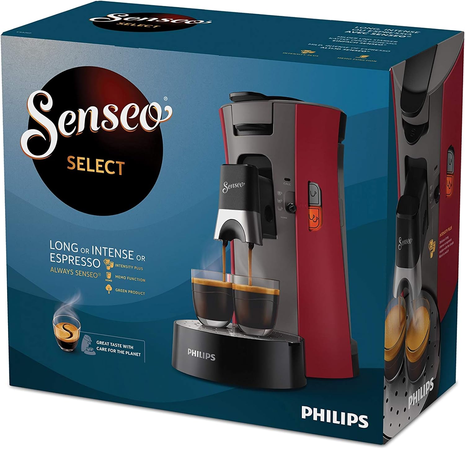 Philips Domestic Appliances CSA240/91 Kaffeepadmaschine Senseo Select – intensives Rot