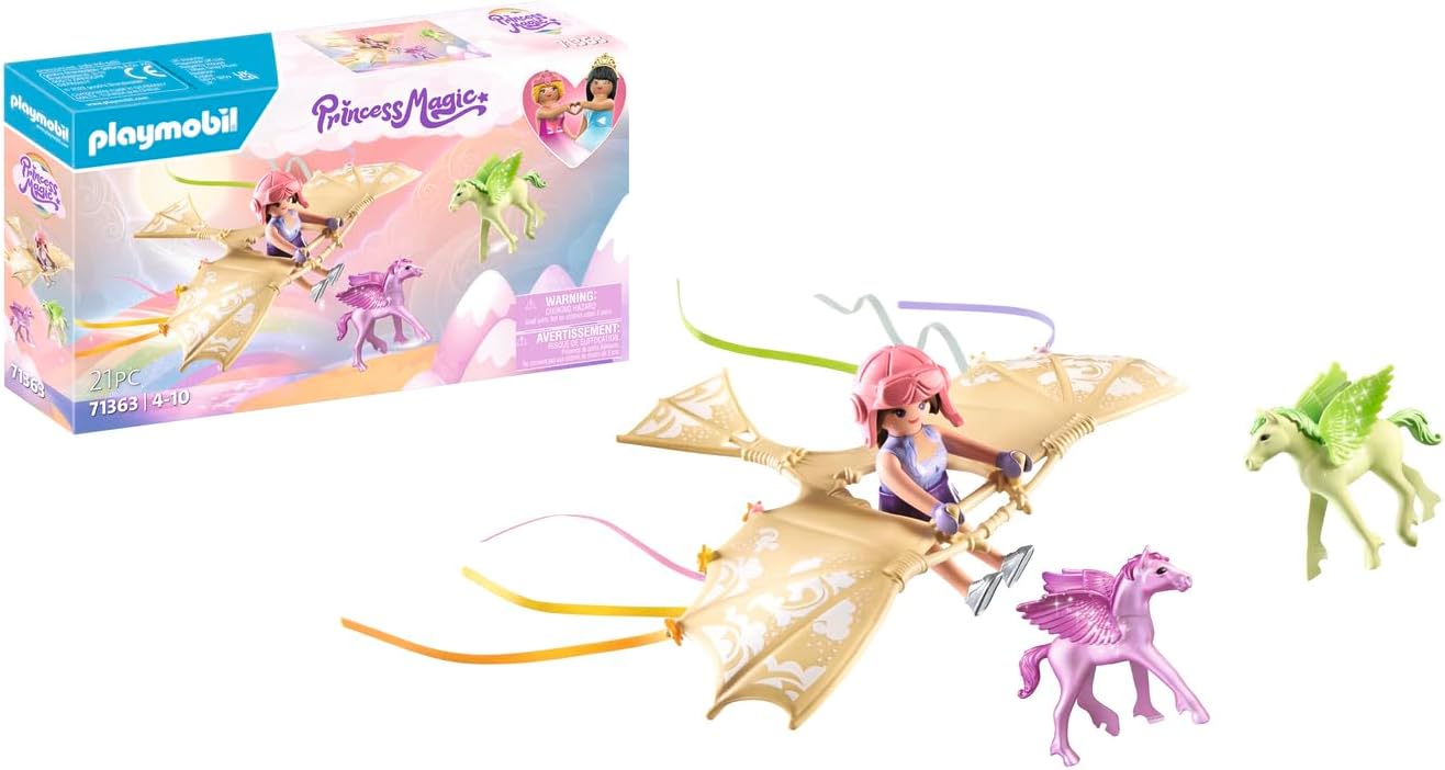 PLAYMOBIL Princess Magic 71363 Heavenly Excursion with Pegasus Foal, Flight Lessons in the Clouds, with a Princess and Two Pegasus Foals, Toy for Children from 4 Years