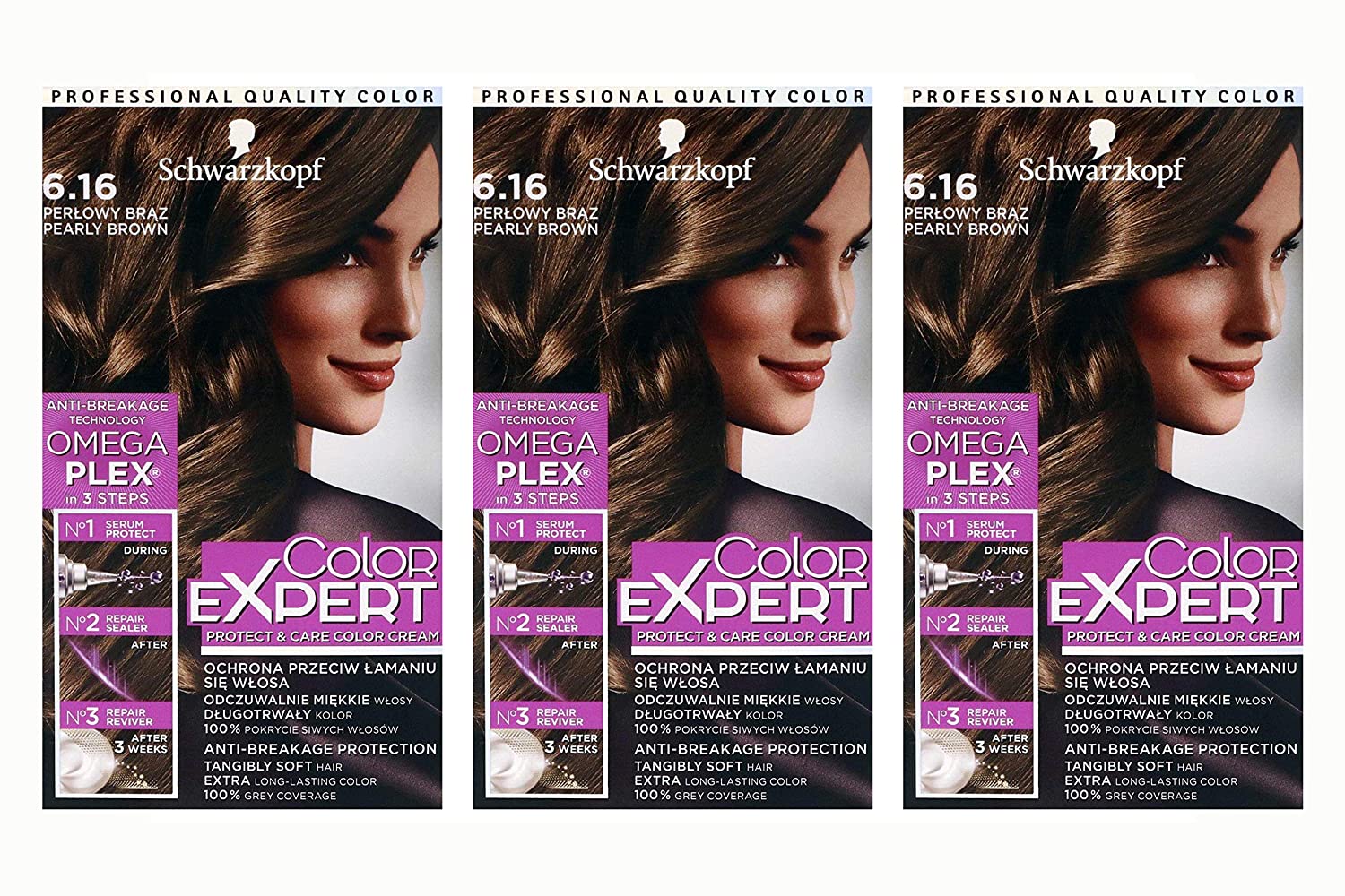 Schwarzkopf Colour Expert Intensive Care Colour Cream 6.16 Light Cool Brown Pack of 3, ‎hell kühles braun
