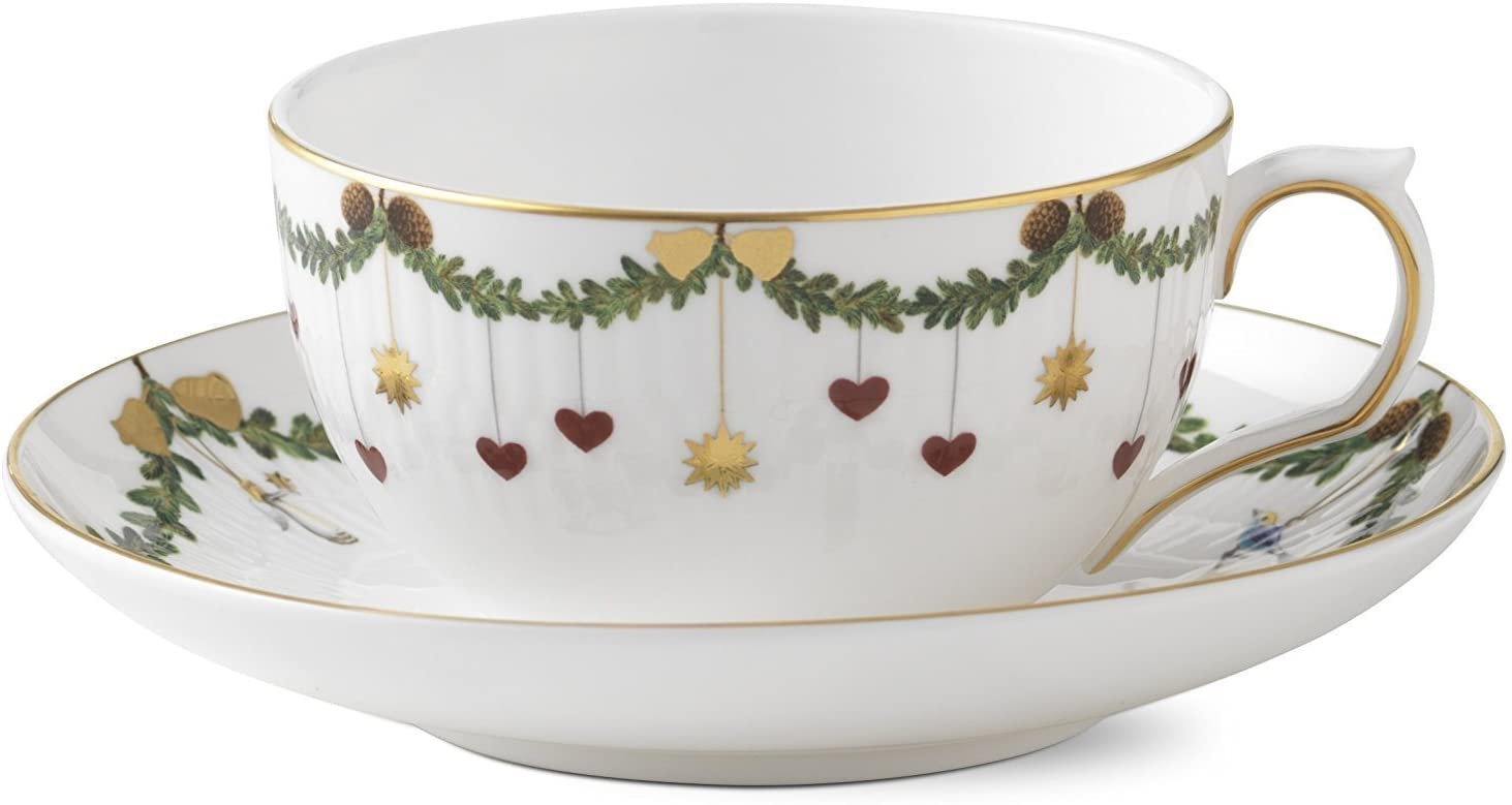 Royal Copenhagen Star Fluted Christmas Tea Cup and saucer 32 cl