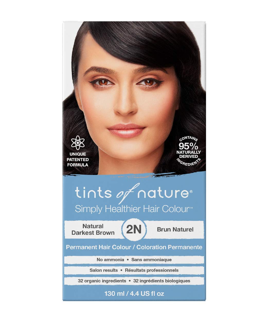 Tints of Nature Natural Darkest Brown Permanent Hair Dye 2N Nourishes Hair & Covers Greys - Single Pack, ‎darkest (2n)