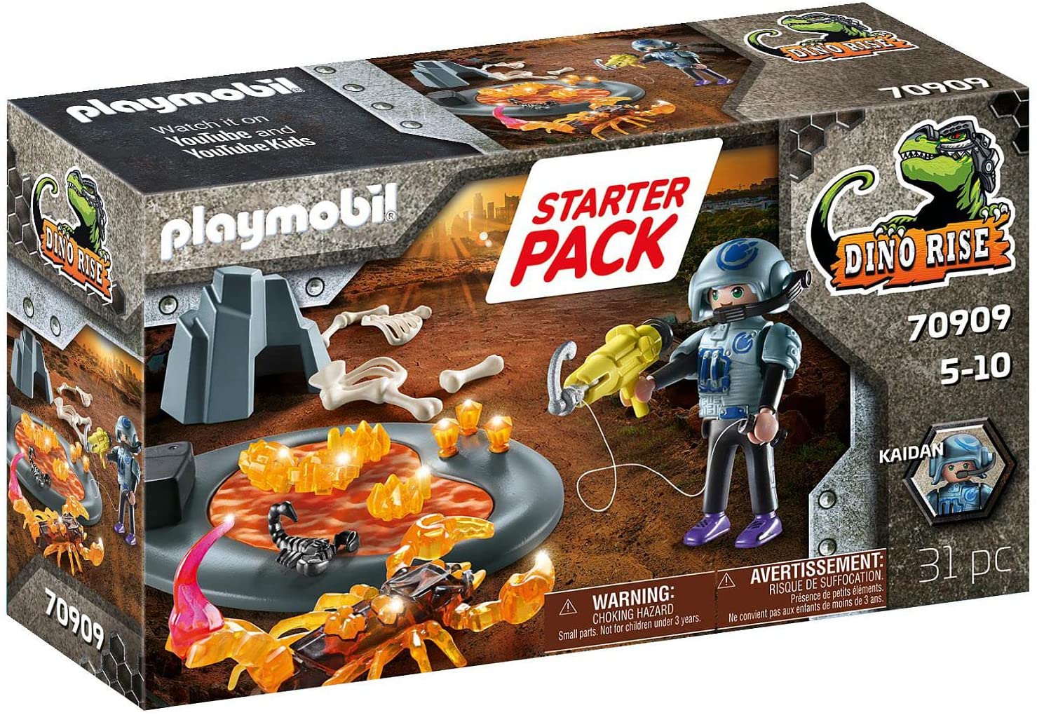 PLAYMOBIL Dino Rise 70909 Starter Pack Fight Against the Fire Scorpion Toy for Children from 5 Years