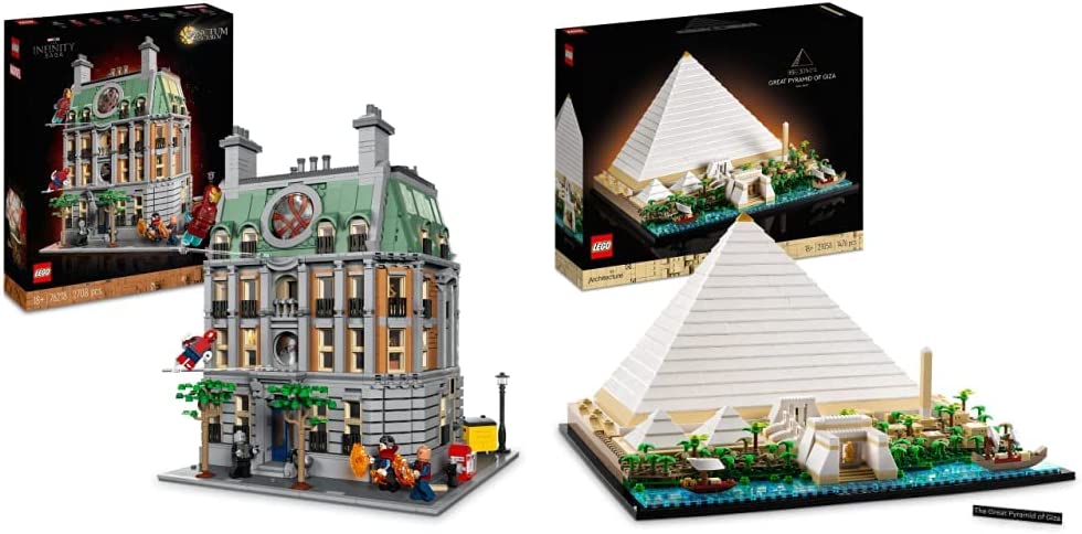 LEGO 76218 Marvel Sanctum Sanctorum, 3-Tier Modular Building Set with Doctor Strange and Iron Man Minifigures, Collectible Avengers: Endgame & 21058 Architecture Cheops Pyramid Kit