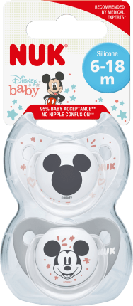 NUK Pacifier Disney baby Trendline Gr.2 white/grey, 6-18 months, 2 pcs