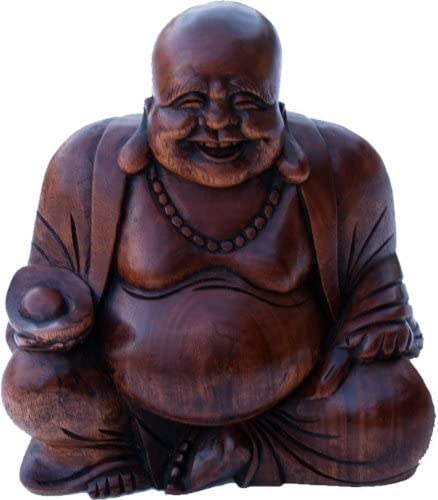 Lucky Wooden Buddha Dark, 16 cm/Buddha figures & praying mills