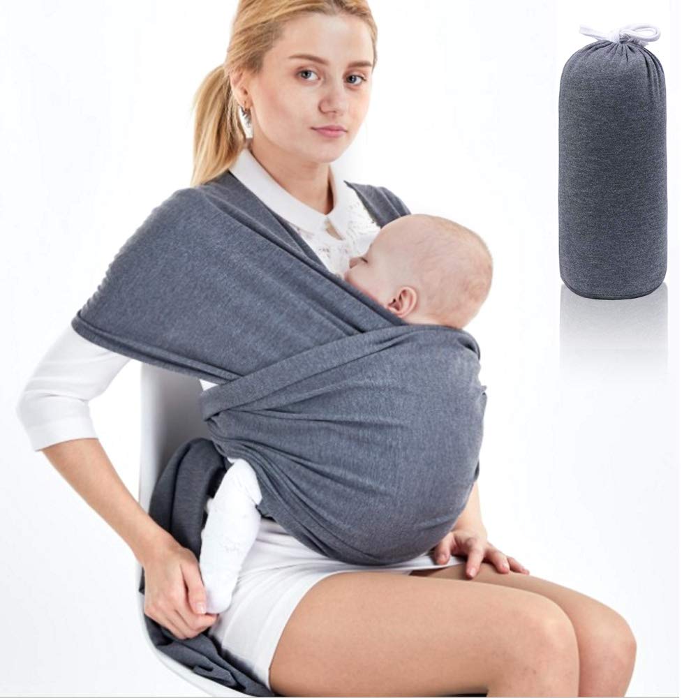 SaponinTree Baby Carrier Sling High-Quality Baby Belly Carrier Elastic Sling for Newborns and Toddlers up to 15 kg, 100% Soft Organic Cotton for Men and Women (Dark Grey)