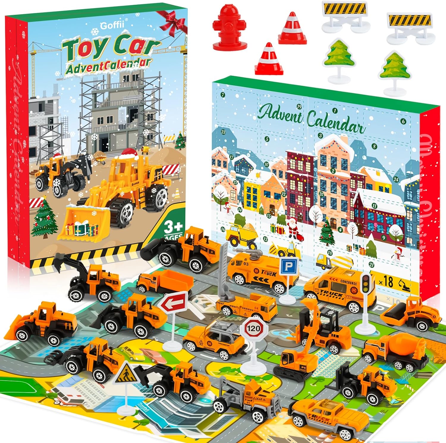Advent Calendar Children, Advent Calendar 2023 Children's Car Toy from 3 4 5 6 Years Boys Girls Children Christmas Calendar 2023 Christmas Gifts for Filling Construction Site Vehicle Gift for Children

