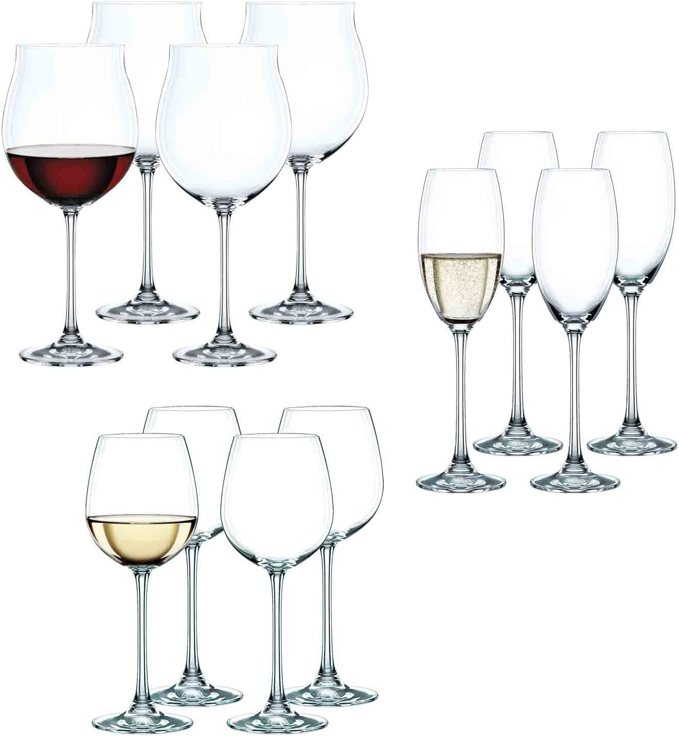 Spiegelau & Nachtmann, Vivendi Set of 12 Glasses 4 X Red Wine Glasses 4 X White Wine Glasses 4 X Champagne Glasses