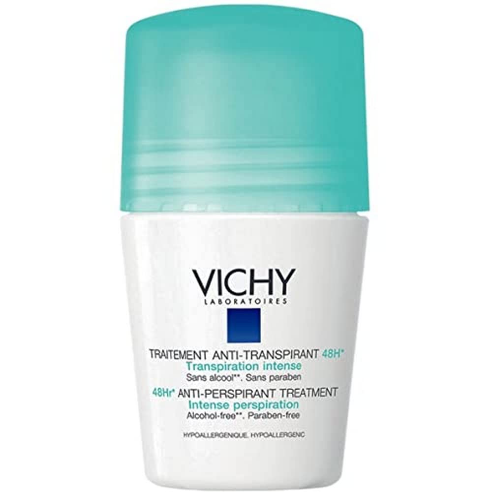VICHY Deodorant Antiperspirant 48 Hour Roll-On 50 ml - Deodorant for Men and Women Against Strong Sweating - Alcohol-Free, ‎blue