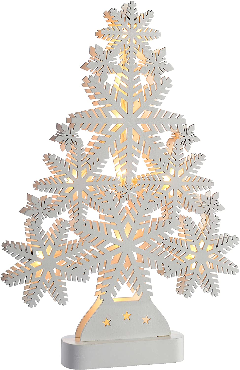 WeRChristmas Wooden Snowflake Christmas Tree Table Decoration, 39 cm, White
