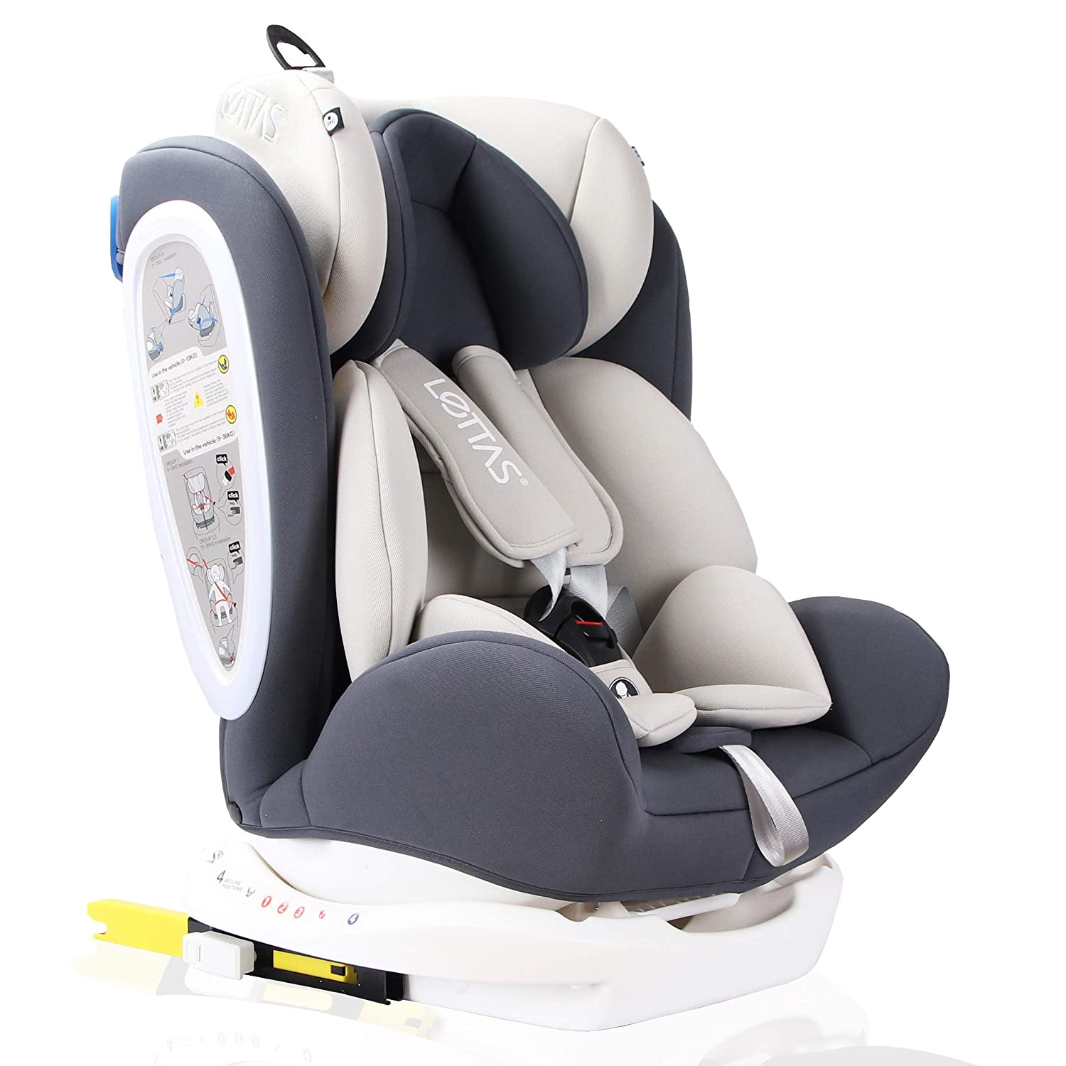 Lettas Children\'s Car Seat with Side Protectors, Isofix ECE R44/04, 0+1/2/3 (0-36 kg)