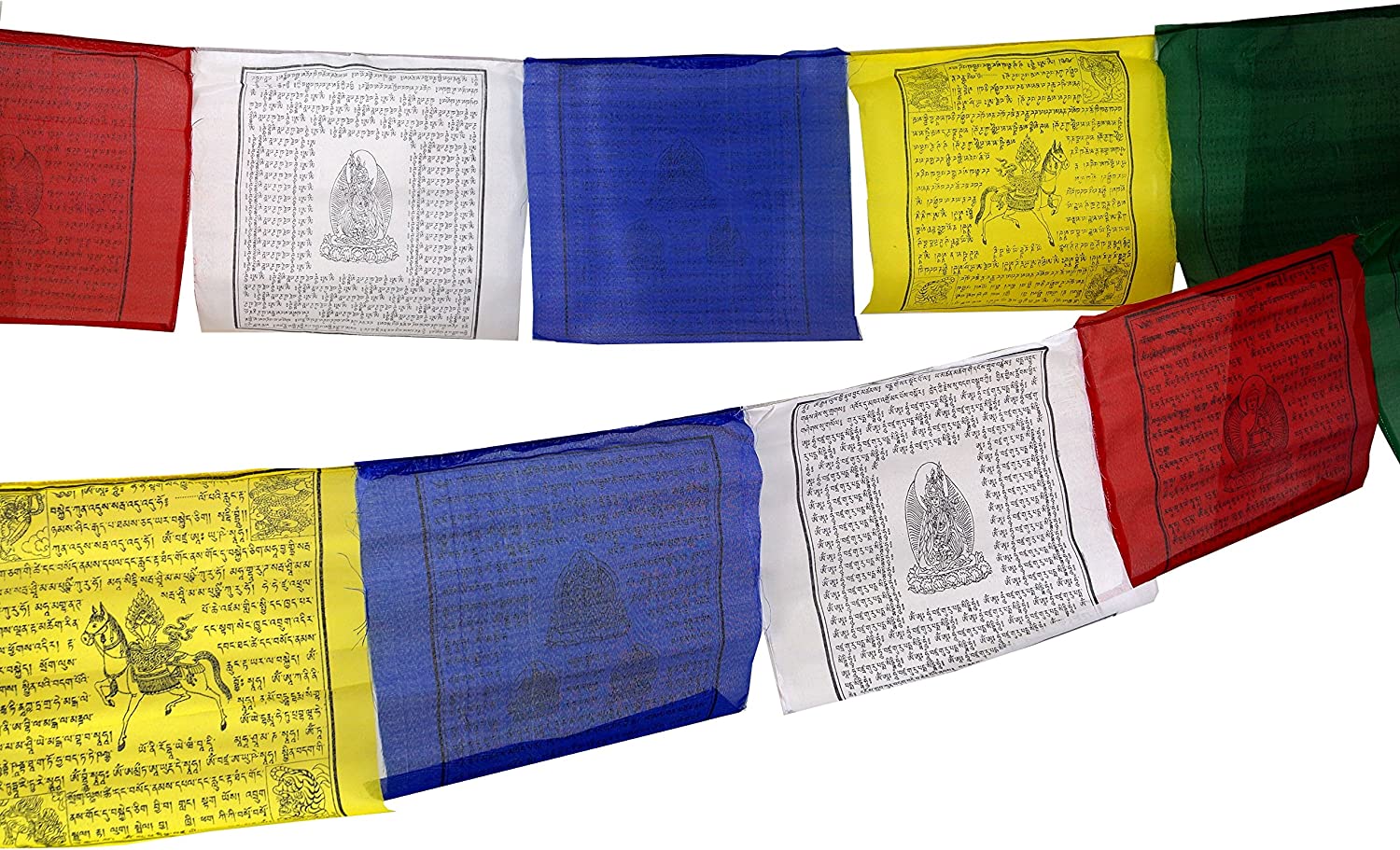 GURU SHOP Prayer Flags (Tibet) Pack of 5 Prayer Flags in Various Lengths - 25 Flags / Viscose Length 6 m Long (Bunting 24 x 15 cm)