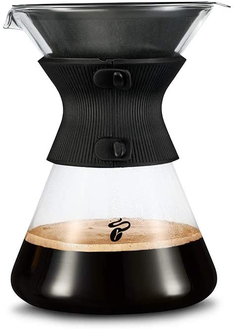 Tchibo Manual coffee maker/pour over carafe (borosilicate glass, silicone sleeve and permanent filter made of high-quality stainless steel, 750 ml)