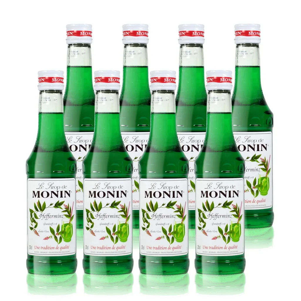 8x Monin Pfefferminz Sirup, 250 ml Flasche
