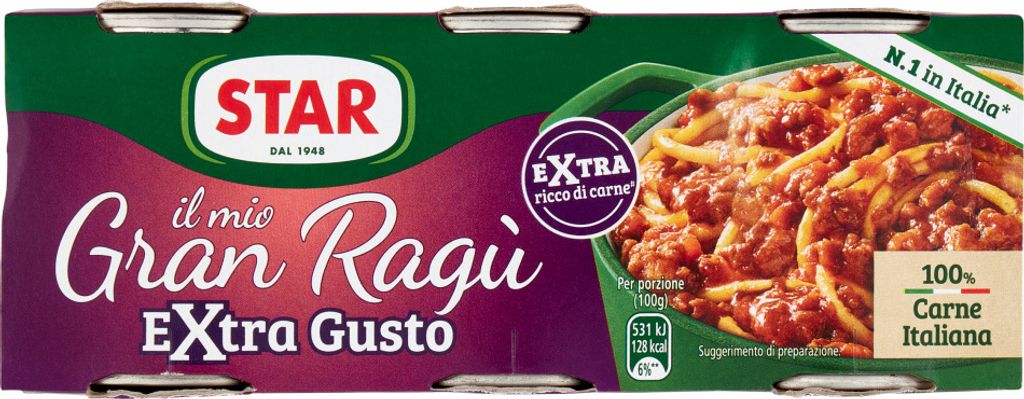 8x Star Il Mio Gran Ragù Extra Gusto Extra Geschmack Kochsauce - Pastasauce 3x100g