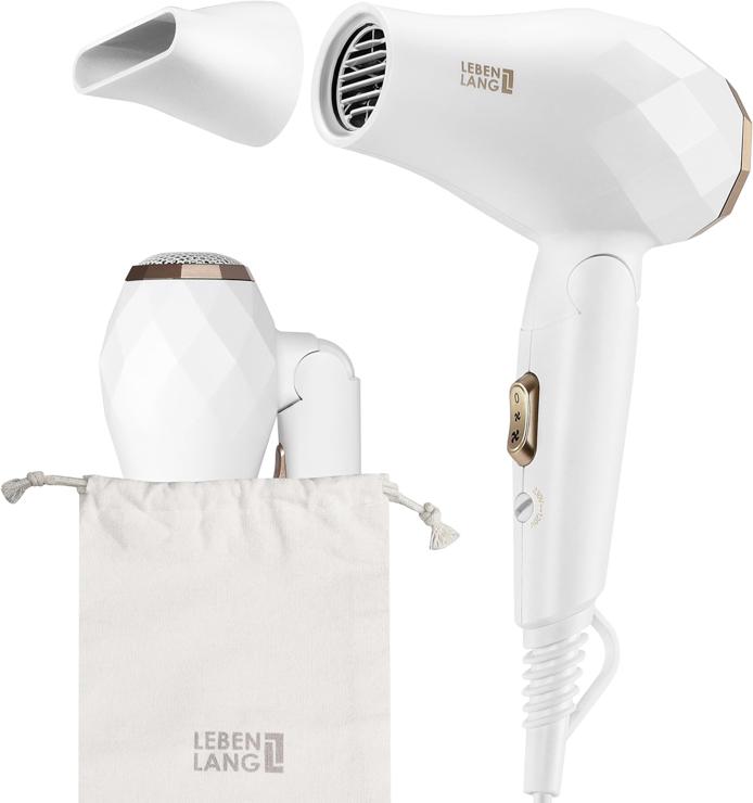 LEBENLANG Travel Hair Dryer Foldable Small - Dual Tension & Includes Travel Bag with Styling Nozzle I Travel Hair Dryer Small Strong & Hair Dryer Quiet I Hair Dryer Small Travel Hair Dryer Travel Hair