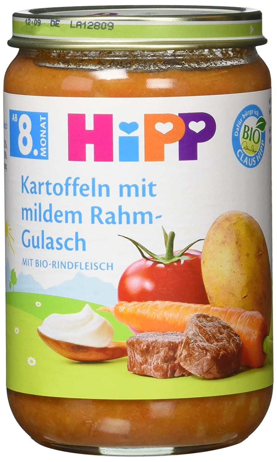 Hipp Kartoffeln mit mildem Rahm-Gulasch mit Bio-Rindfleisch, 220g