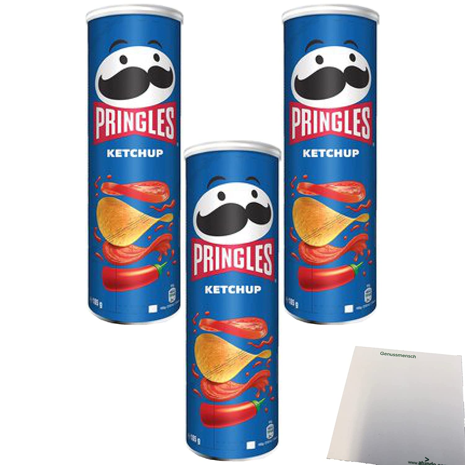 Pringles Ketchup Flavour 3er Pack (3x185g Packung) + usy Block