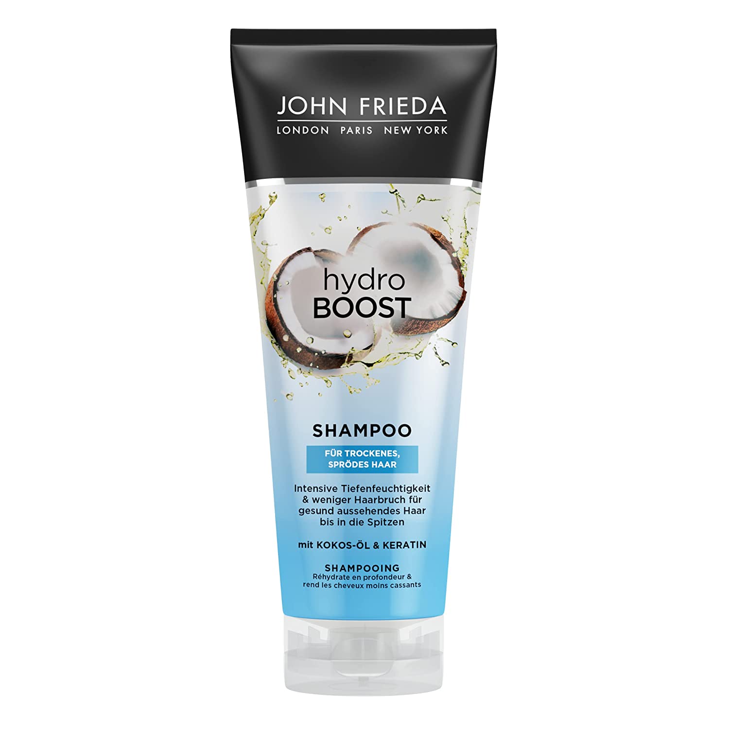 John Frieda Hydro Boost Shampoo - Contents: 250 ml - Hair type: dry, brittle - Intensive deep moisture, ‎blue