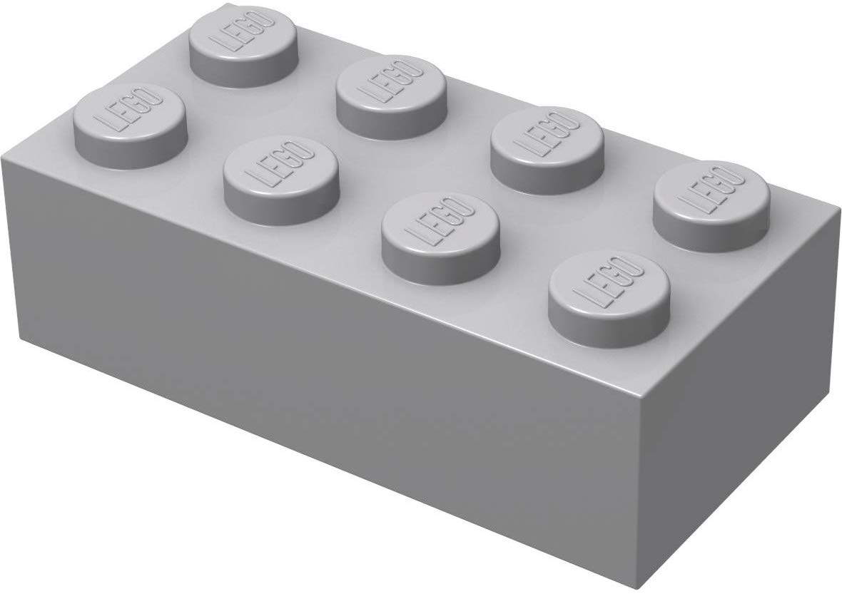Lego Classic (3001). Pack Of 100 2X4 With Steinetrenner, Light Grey