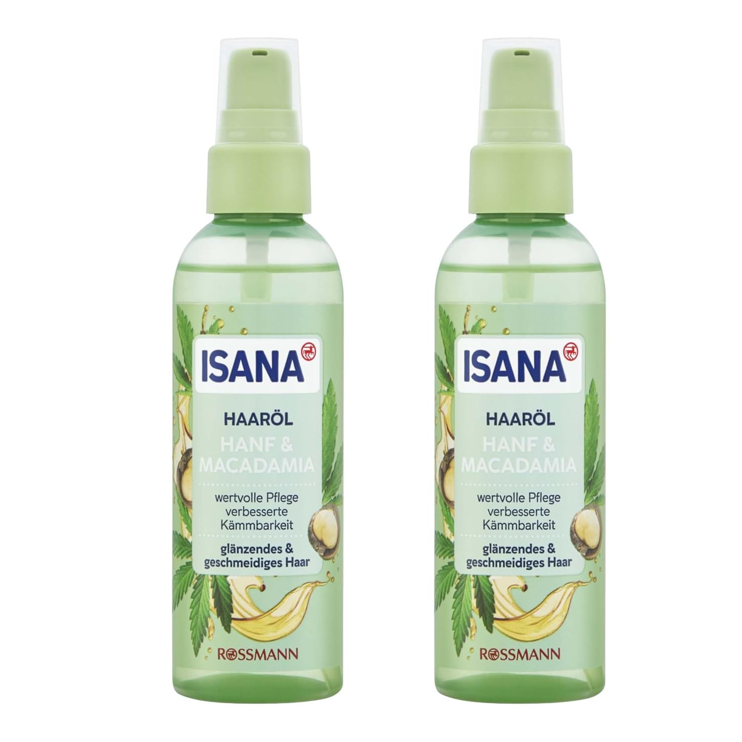 2 x Isana Hair Oil Hemp & Macadamia + 1 x Bebe Solid Shower Care 2 x 100 ml Shiny and Smooth Hair