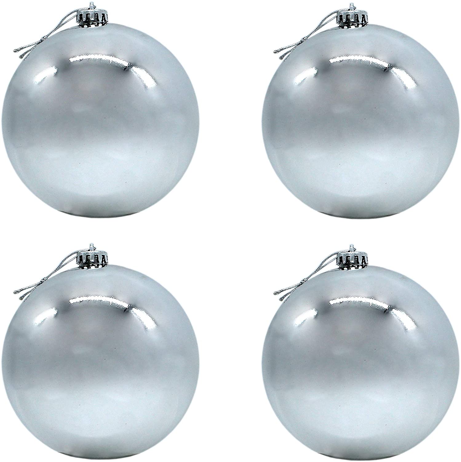 DARO Decorative Christmas Baubles XXL Diameter 15 cm-Set of 4 Shiny Silver