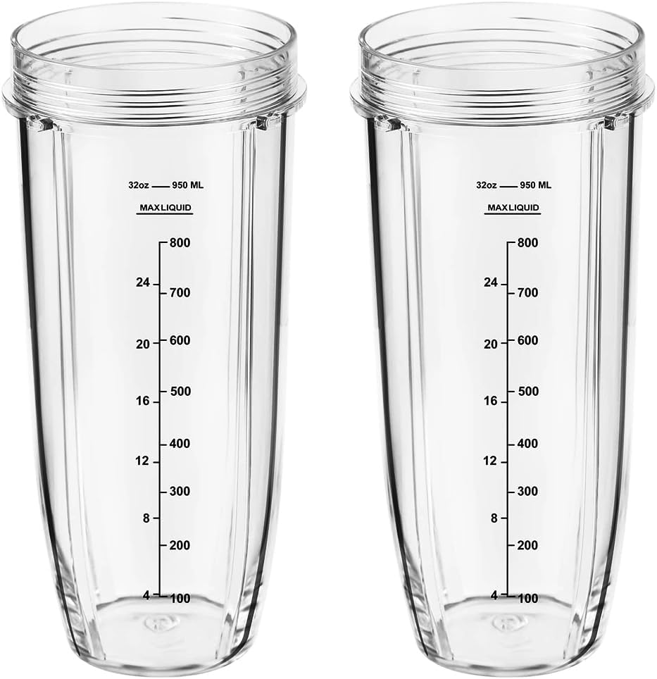 950ml Cup Cup Replacement Parts Compatible with Ninja Auto iQ Food Processor CB350EU BN800EU BN750EU BN495EU BN751 BN801 BL480 Foodi SS351 SS401 - Ninja Mixer Replacement Part - Pack of 2