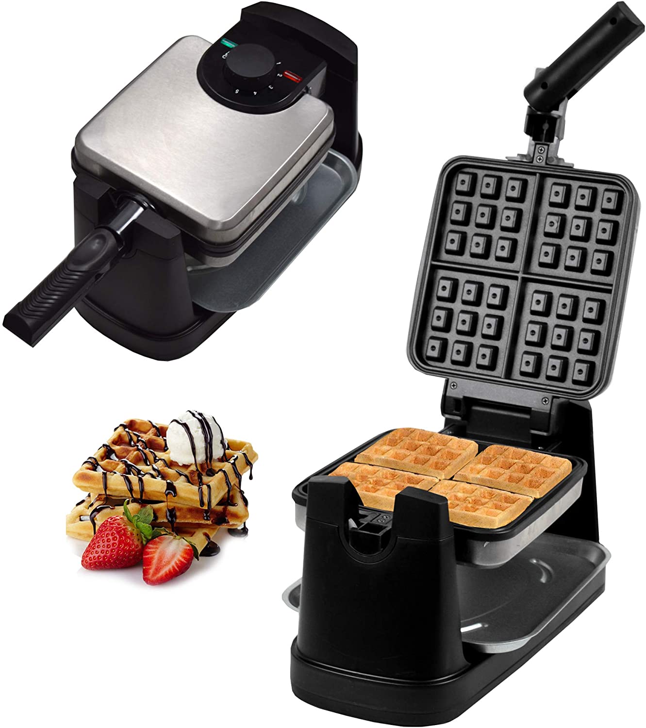 Syntrox Germany Chef Maker 200 degree rotatable Iron Waffle Maker for Belgian Waffles made of stainless steel