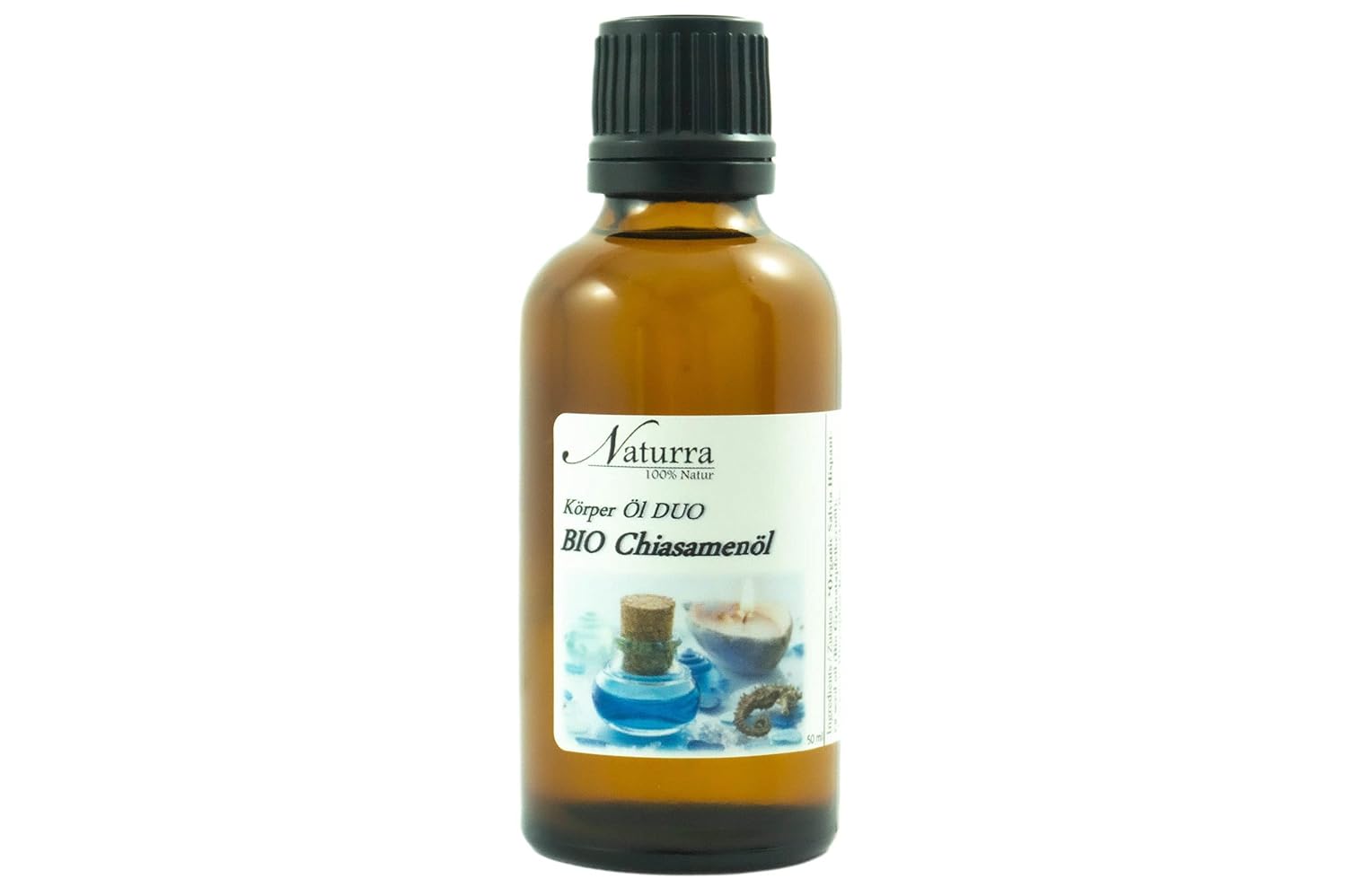 Naturra Organic Chia Oil Duo 50 ml with Organic Almond Oil Cold-Pressed Unrefined Natural Cosmetics