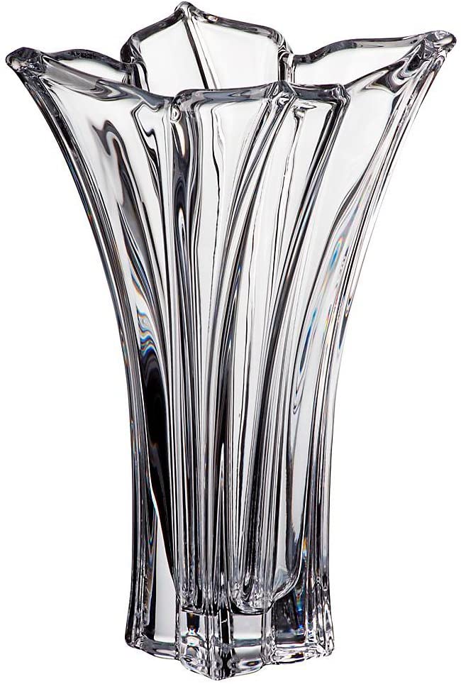 Vase, Flower vase, Glass vase, Collection \"FLORALE\", clear/transparent, 28 cm, handmade (AMARA DESIGN powered by CRISTALICA)