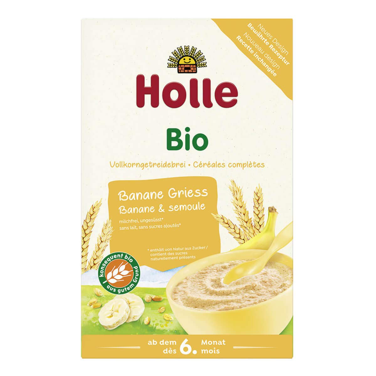 Holle - Bio-Fruchtbrei Banane Griess - 250 g - 6er Pack