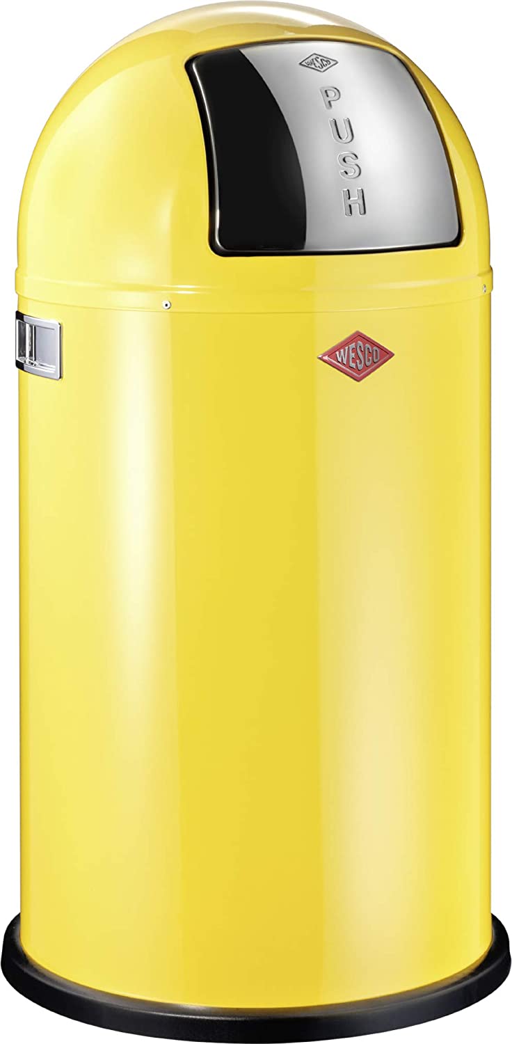 Wesco 175 831 Pushboy Waste Bin 50 Liters Lemon Yellow 40 X 40 X 75.5 Cm (L