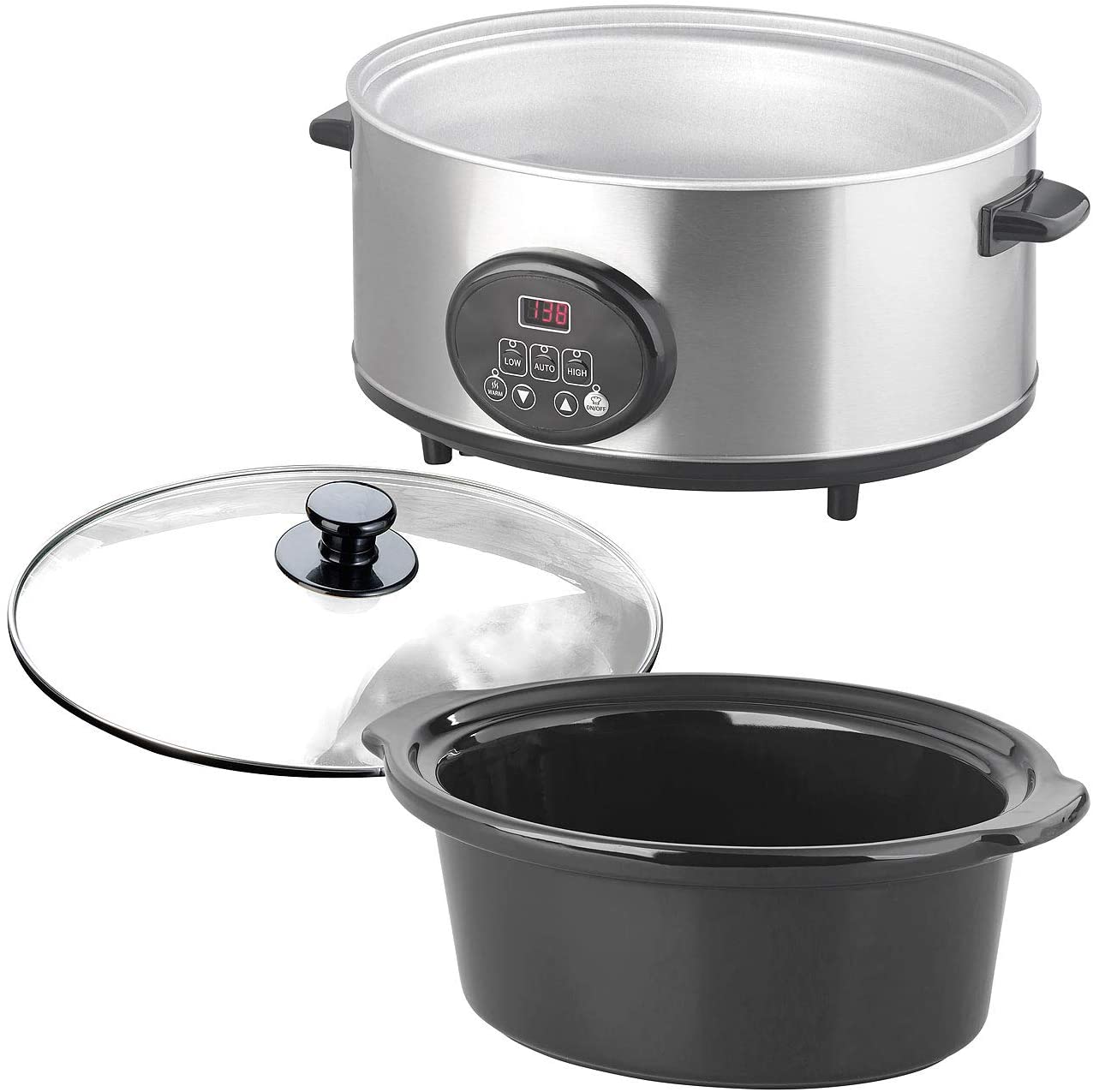 Rosenstein & Söhne Ceramic pot: slow cooker with ceramic insert 4.5 l, 2 temperatures, keep warm, 280 W (electric slow cooker)