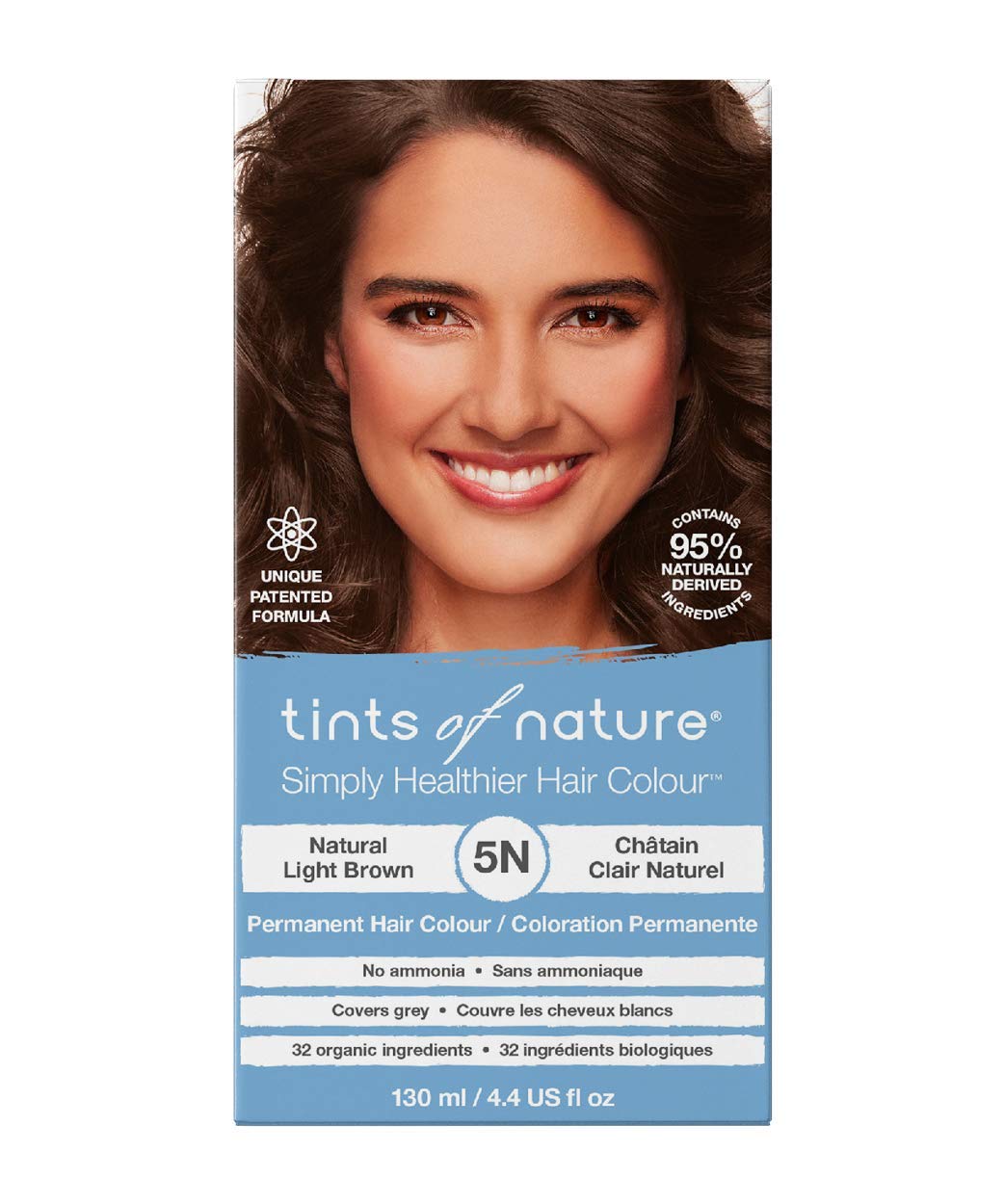 Tints of Nature Natural Light Brown Permanent Hair Dye 5N Nourishes Hair & Covers Greys - Single Pack, (5n) ‎light