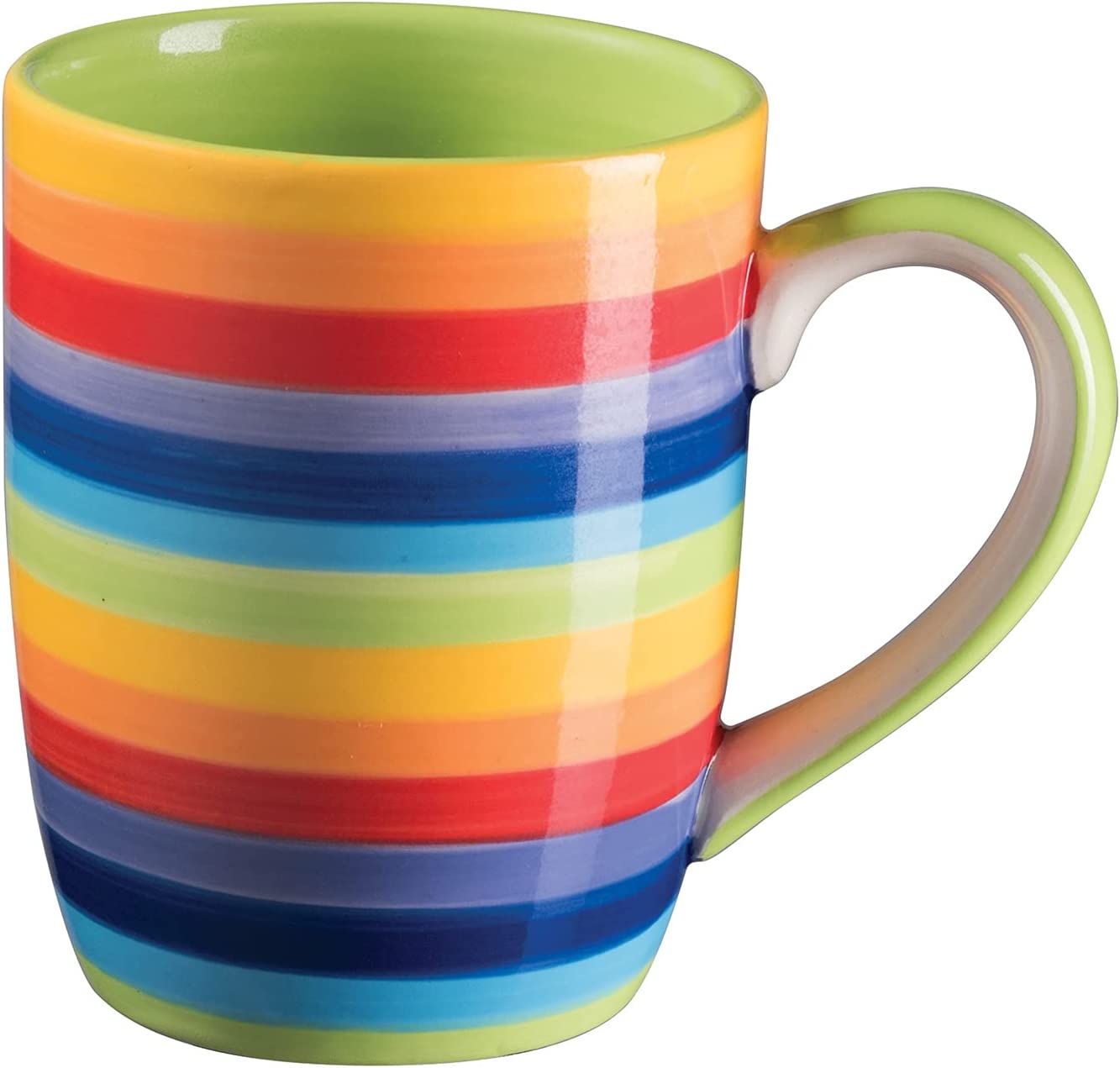 Purity Style Hand Painted Rainbow Horizontal Stripes Mug