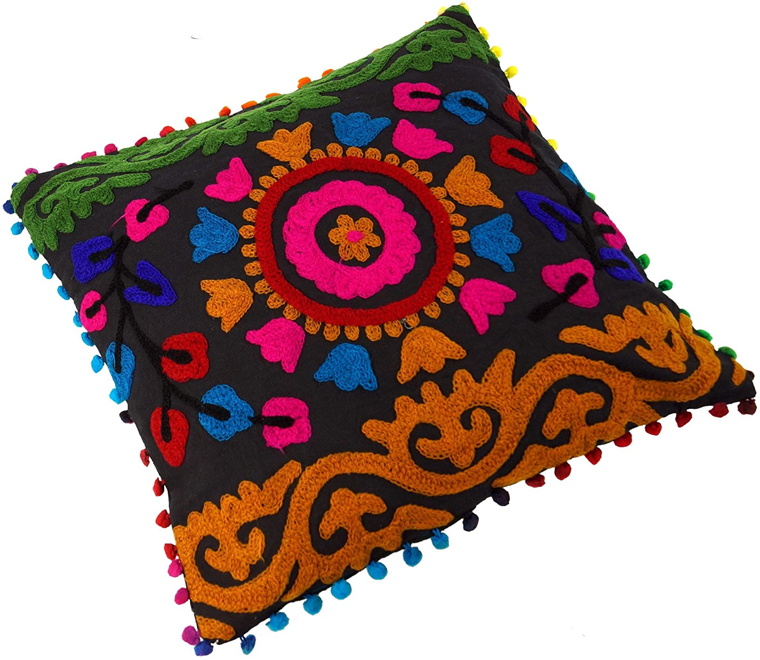 Guru Cotton Shop With Ethnic Cushion Cover Embroidered Ethnic Cushion-Brown