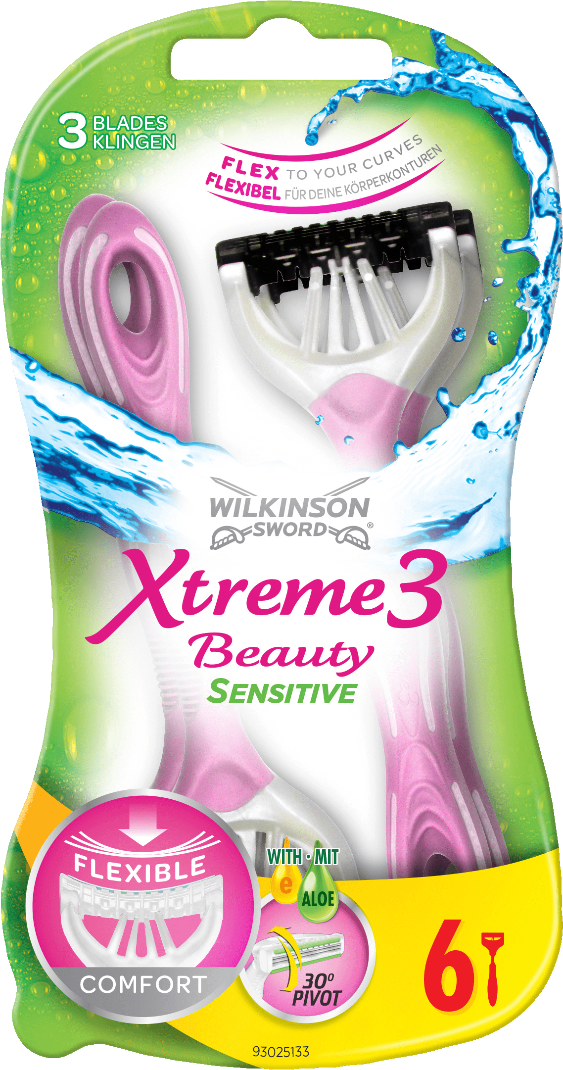 Wilkinson Xtreme 3 Beauty Sensitive Women Disposable Razors, 6 St