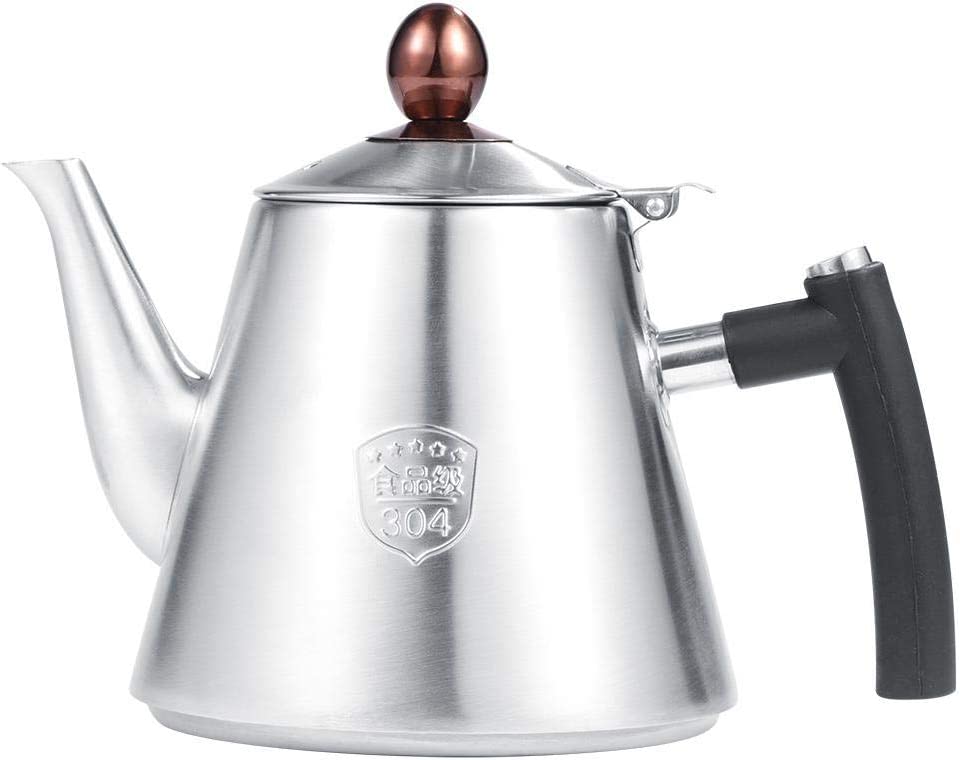 1.2l Stainless Steel Stove Teapot Tea Coffee Pot Kettle Heat Resistant Silicone Handle for Home, Kitchen etc. (Matte)