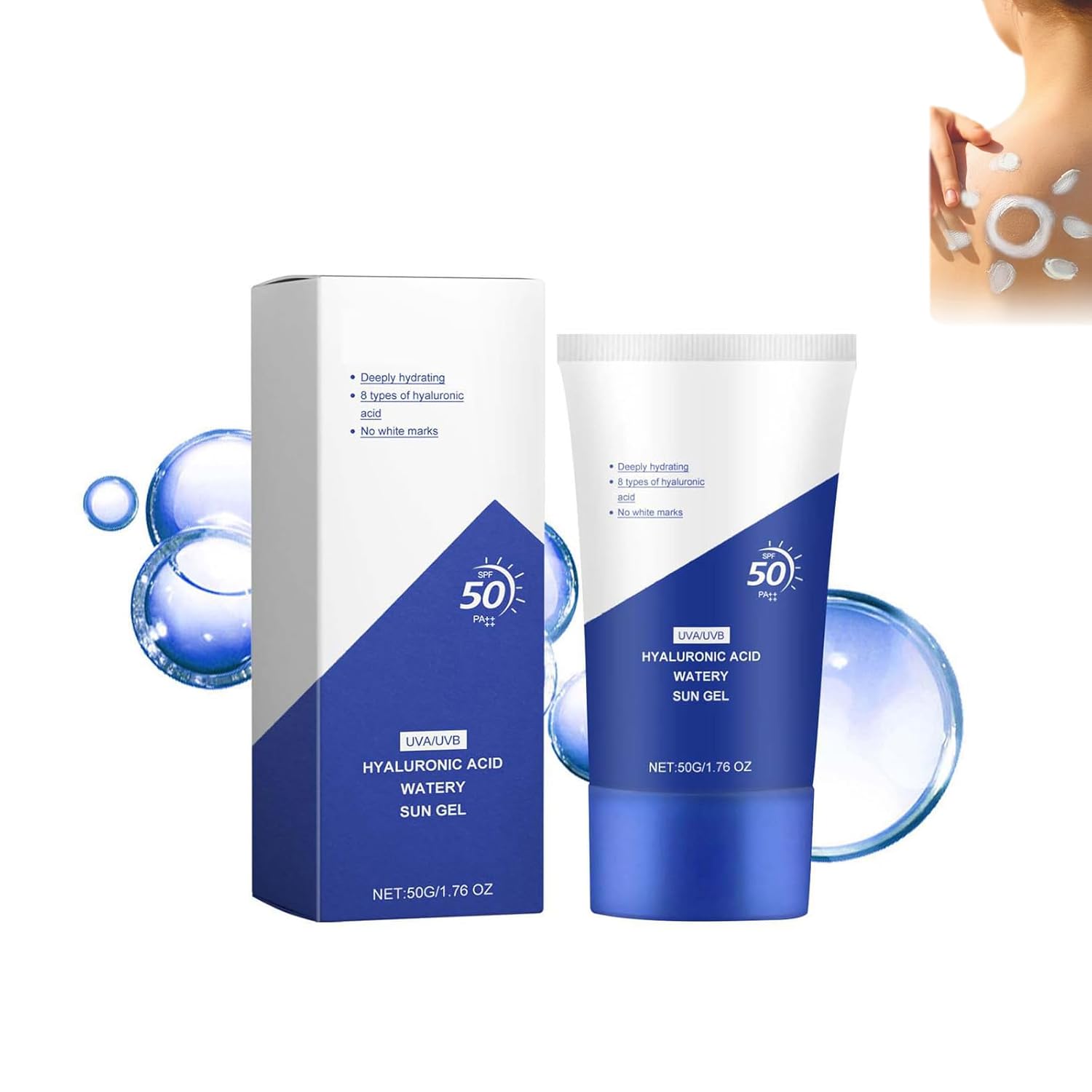 Hyaluronic Acid Watery Sun Gel, Beauty Of Sunscreen Hyaluronic Acid Watery Sun Gel, Sun Protection SPF 50 PA++++, Long-Lasting, Sweat-Resistant Easy to Wear, For All Skin Types (1PC)