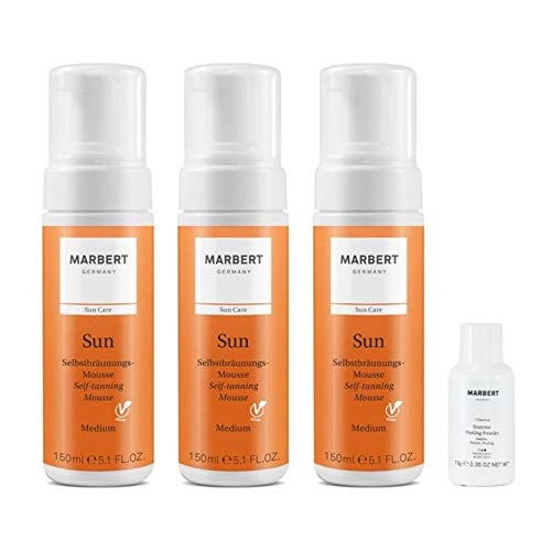 Marbert Sun Self-Tanning Mousse Medium 3 x 150 ml + Marbert Powder 10 g Free